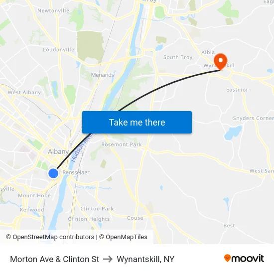 Morton Ave & Clinton St to Wynantskill, NY map