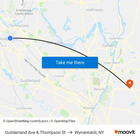 Guilderland Ave & Thompson St to Wynantskill, NY map