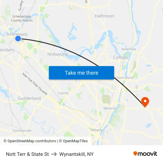 Nott Terr & State St to Wynantskill, NY map