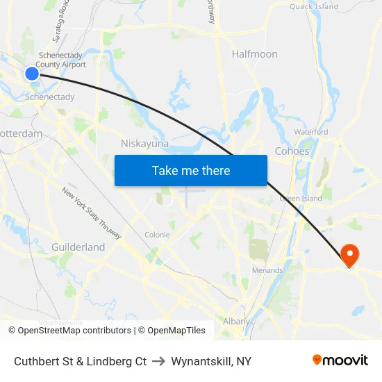 Cuthbert St & Lindberg Ct to Wynantskill, NY map