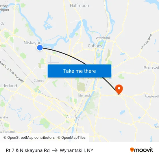 Rt 7 & Niskayuna Rd to Wynantskill, NY map
