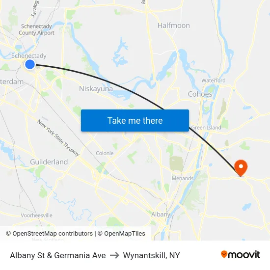 Albany St & Germania Ave to Wynantskill, NY map