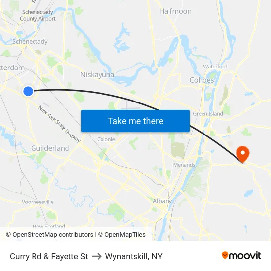 Curry Rd & Fayette St to Wynantskill, NY map