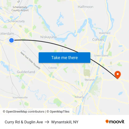 Curry Rd & Duglin Ave to Wynantskill, NY map