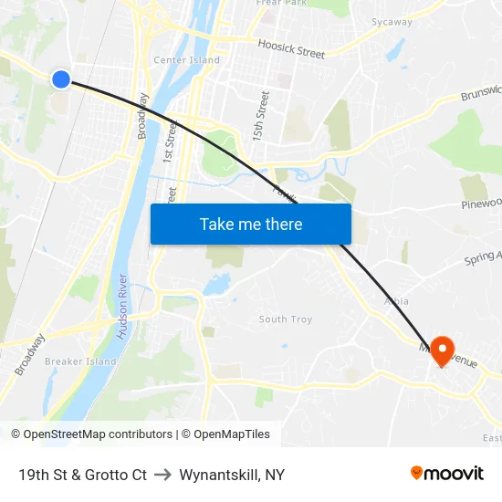 19th St & Grotto Ct to Wynantskill, NY map