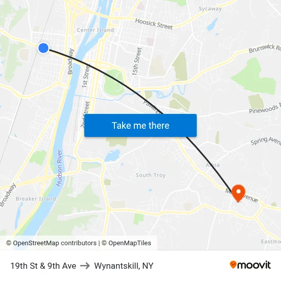 19th St & 9th Ave to Wynantskill, NY map