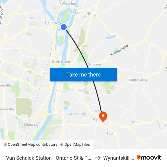 Van Schaick Station - Ontario St & Park Ave to Wynantskill, NY map