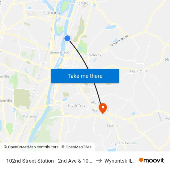102nd Street Station - 2nd Ave & 102nd St to Wynantskill, NY map
