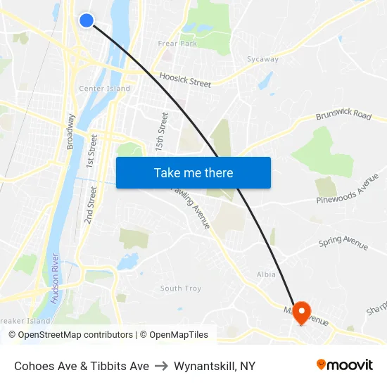 Cohoes Ave & Tibbits Ave to Wynantskill, NY map