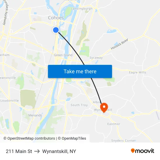 211 Main St to Wynantskill, NY map
