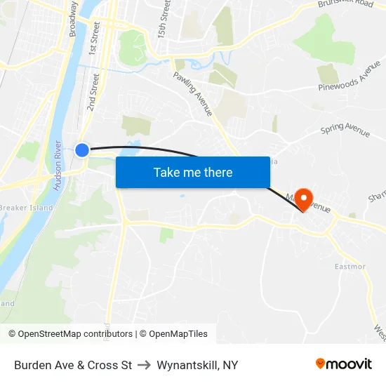 Burden Ave & Cross St to Wynantskill, NY map