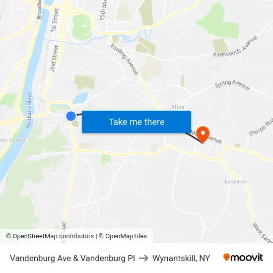 Vandenburg Ave & Vandenburg Pl to Wynantskill, NY map