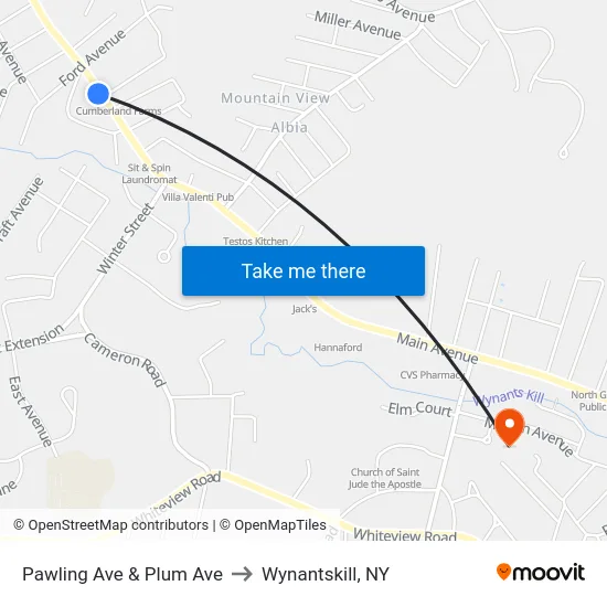Pawling Ave & Plum Ave to Wynantskill, NY map