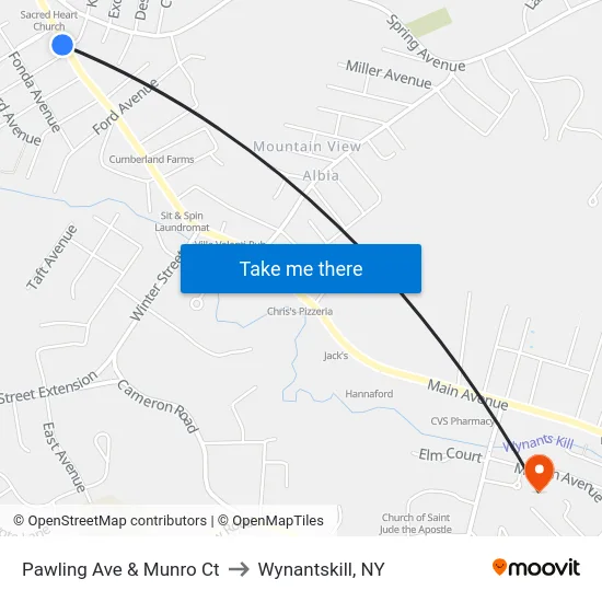 Pawling Ave & Munro Ct to Wynantskill, NY map