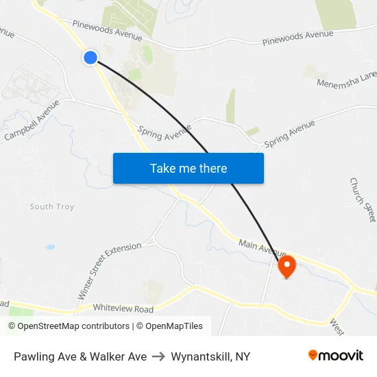 Pawling Ave & Walker Ave to Wynantskill, NY map