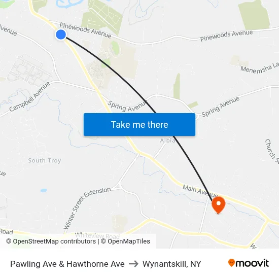 Pawling Ave & Hawthorne Ave to Wynantskill, NY map