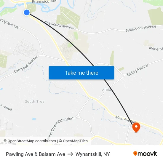 Pawling Ave & Balsam Ave to Wynantskill, NY map
