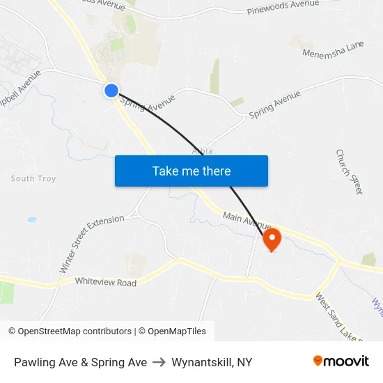 Pawling Ave & Spring Ave to Wynantskill, NY map