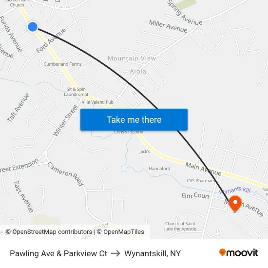 Pawling Ave & Parkview Ct to Wynantskill, NY map