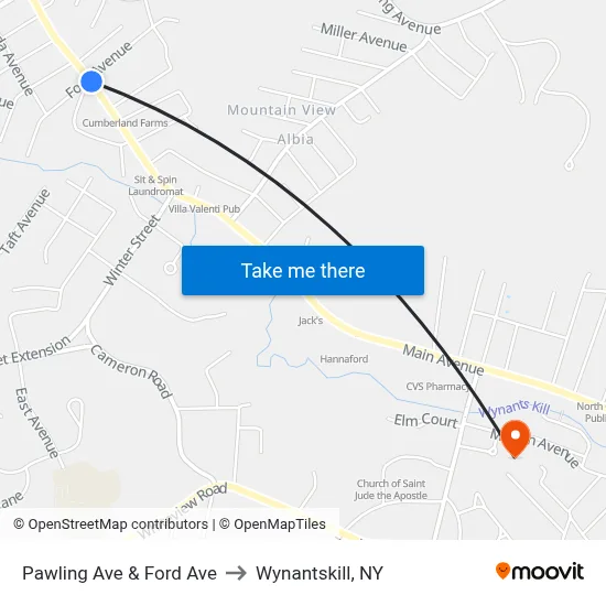 Pawling Ave & Ford Ave to Wynantskill, NY map