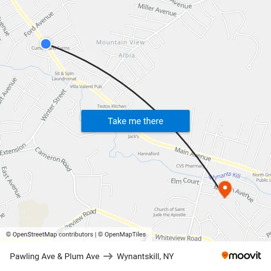 Pawling Ave & Plum Ave to Wynantskill, NY map
