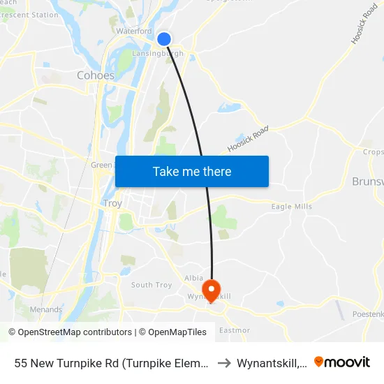 55 New Turnpike Rd (Turnpike Elementary) to Wynantskill, NY map