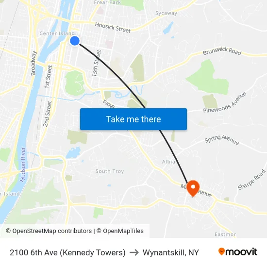 2100 6th Ave (Kennedy Towers) to Wynantskill, NY map