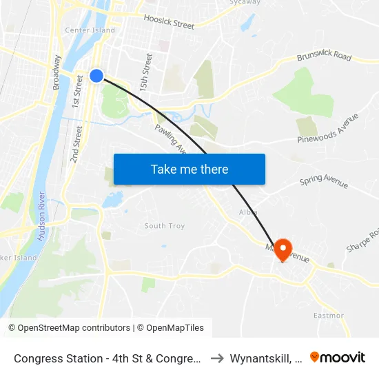 Congress Station - 4th St & Congress St to Wynantskill, NY map