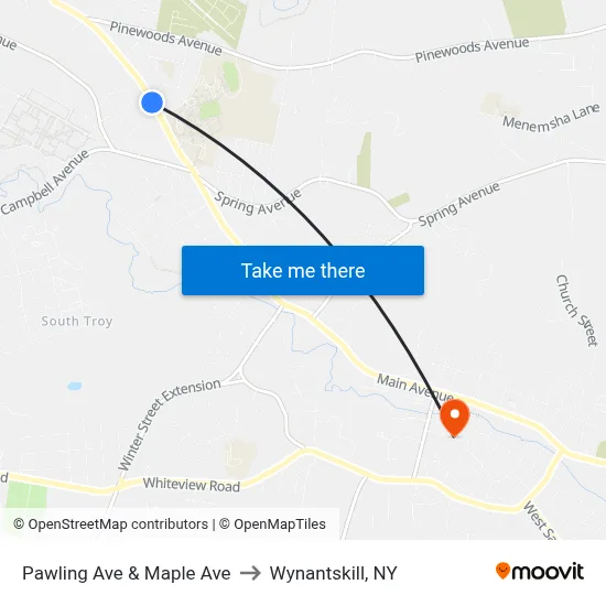Pawling Ave & Maple Ave to Wynantskill, NY map