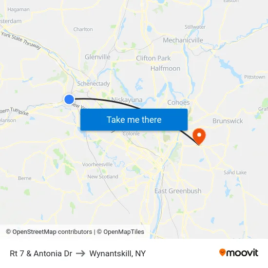 Rt 7 & Antonia Dr to Wynantskill, NY map