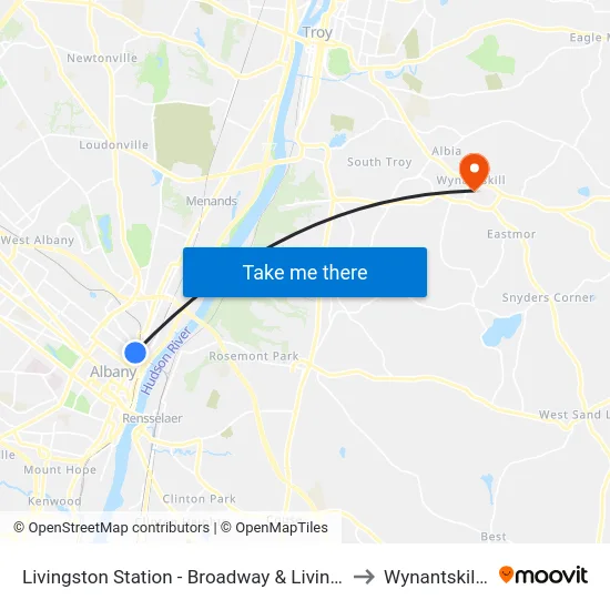 Livingston Station - Broadway & Livingston Ave to Wynantskill, NY map
