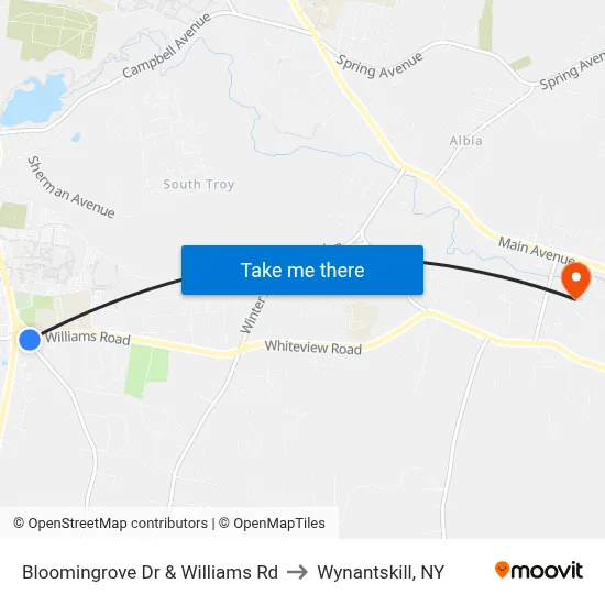 Bloomingrove Dr & Williams Rd to Wynantskill, NY map