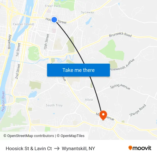 Hoosick St & Lavin Ct to Wynantskill, NY map