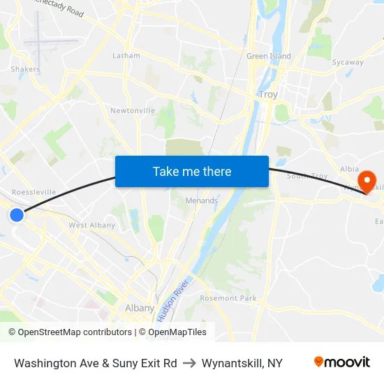 Washington Ave & Suny Exit Rd to Wynantskill, NY map
