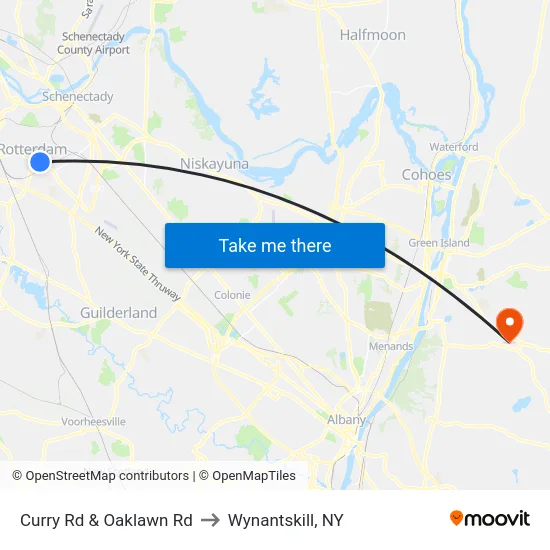 Curry Rd & Oaklawn Rd to Wynantskill, NY map