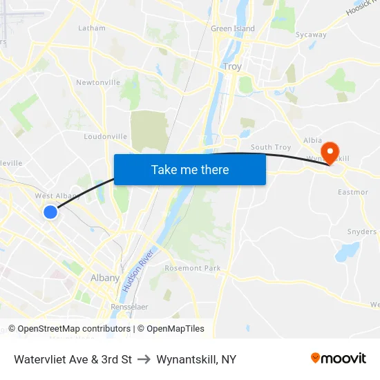 Watervliet Ave & 3rd St to Wynantskill, NY map
