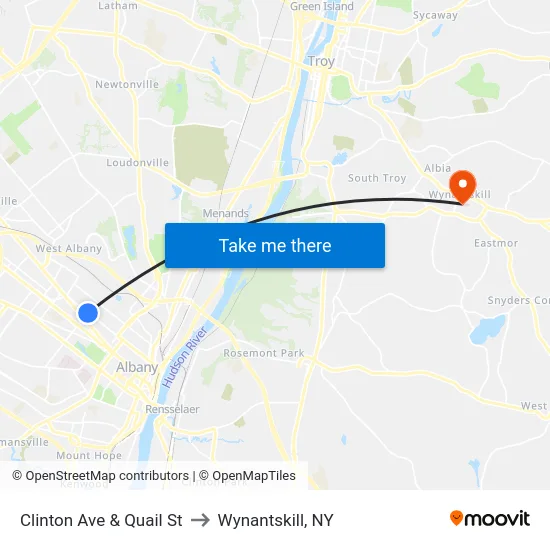 Clinton Ave & Quail St to Wynantskill, NY map