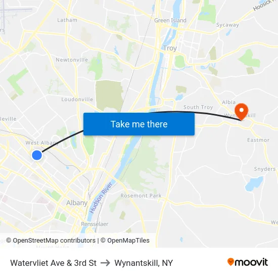 Watervliet Ave & 3rd St to Wynantskill, NY map