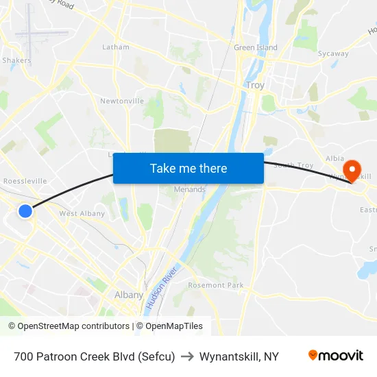 700 Patroon Creek Blvd (Sefcu) to Wynantskill, NY map