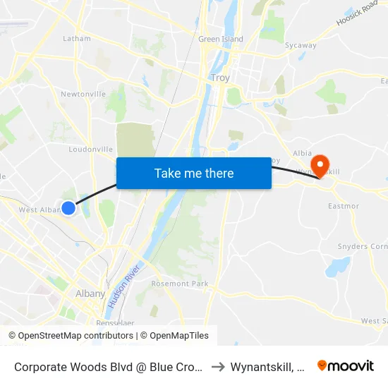 Corporate Woods Blvd @ Blue Cross to Wynantskill, NY map
