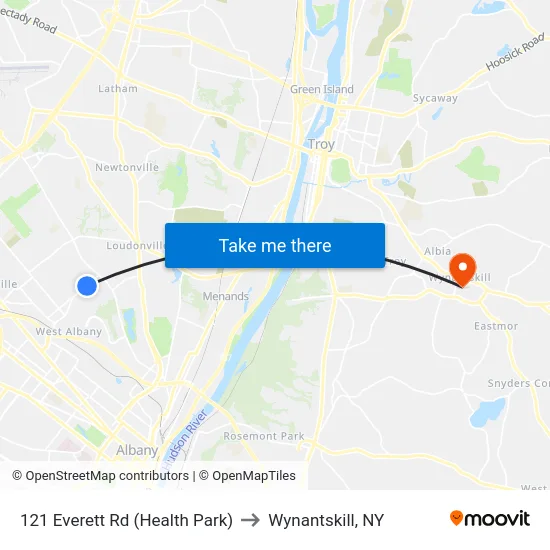 121 Everett Rd (Health Park) to Wynantskill, NY map