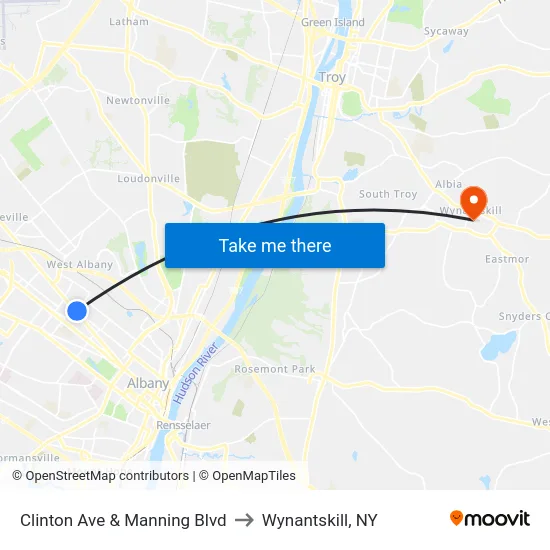 Clinton Ave  & Manning Blvd to Wynantskill, NY map