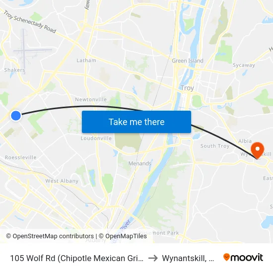 105 Wolf Rd (Chipotle Mexican Grill) to Wynantskill, NY map
