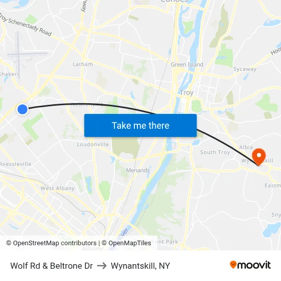 Wolf Rd & Beltrone Dr to Wynantskill, NY map