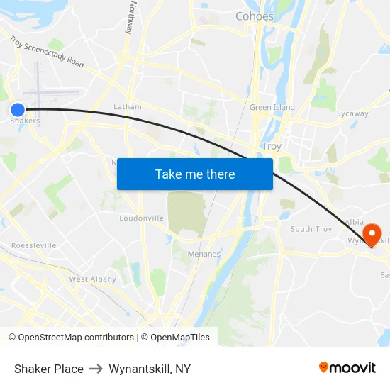Shaker Place to Wynantskill, NY map