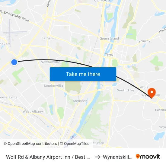Wolf Rd & Albany Airport Inn / Best Western to Wynantskill, NY map