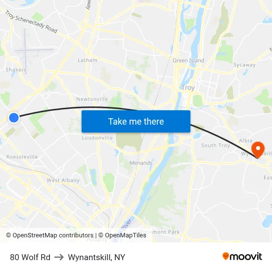 80 Wolf Rd to Wynantskill, NY map