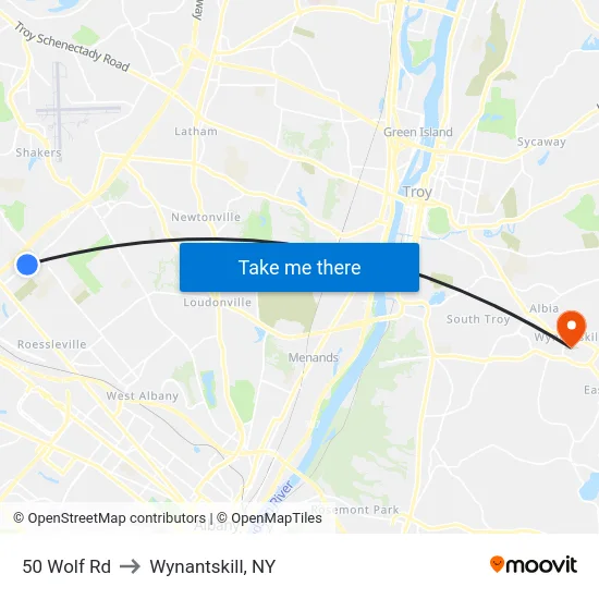 50 Wolf Rd to Wynantskill, NY map