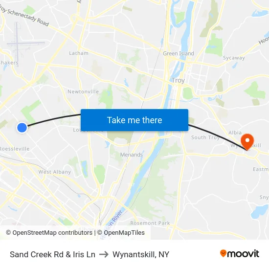 Sand Creek Rd & Iris Ln to Wynantskill, NY map