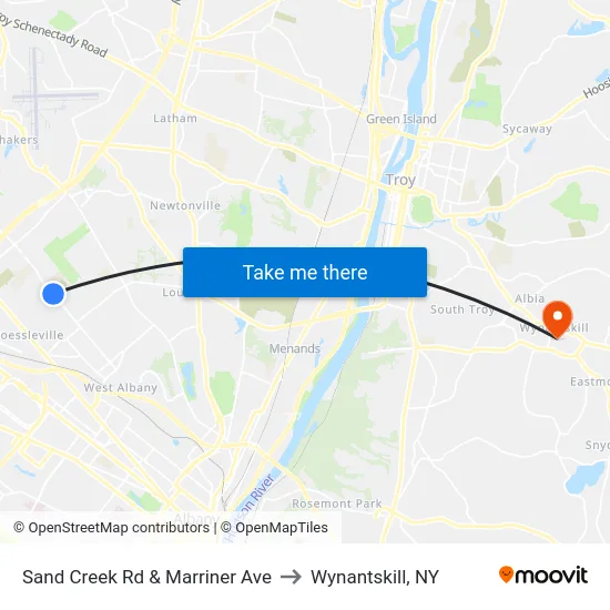 Sand Creek Rd & Marriner Ave to Wynantskill, NY map